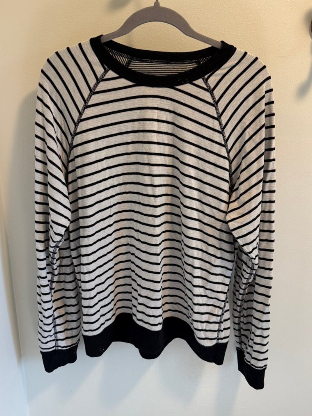 Marine Layer Juno Reversible Raglan Stripe Dot Black White Double Knit Top XL